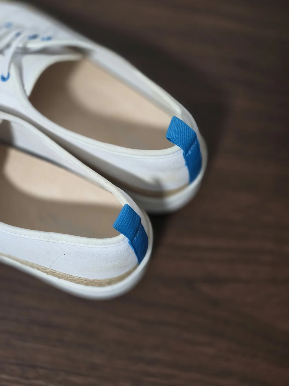 Vionic White Canvas Espadrille Sneakers with Blue Accents
